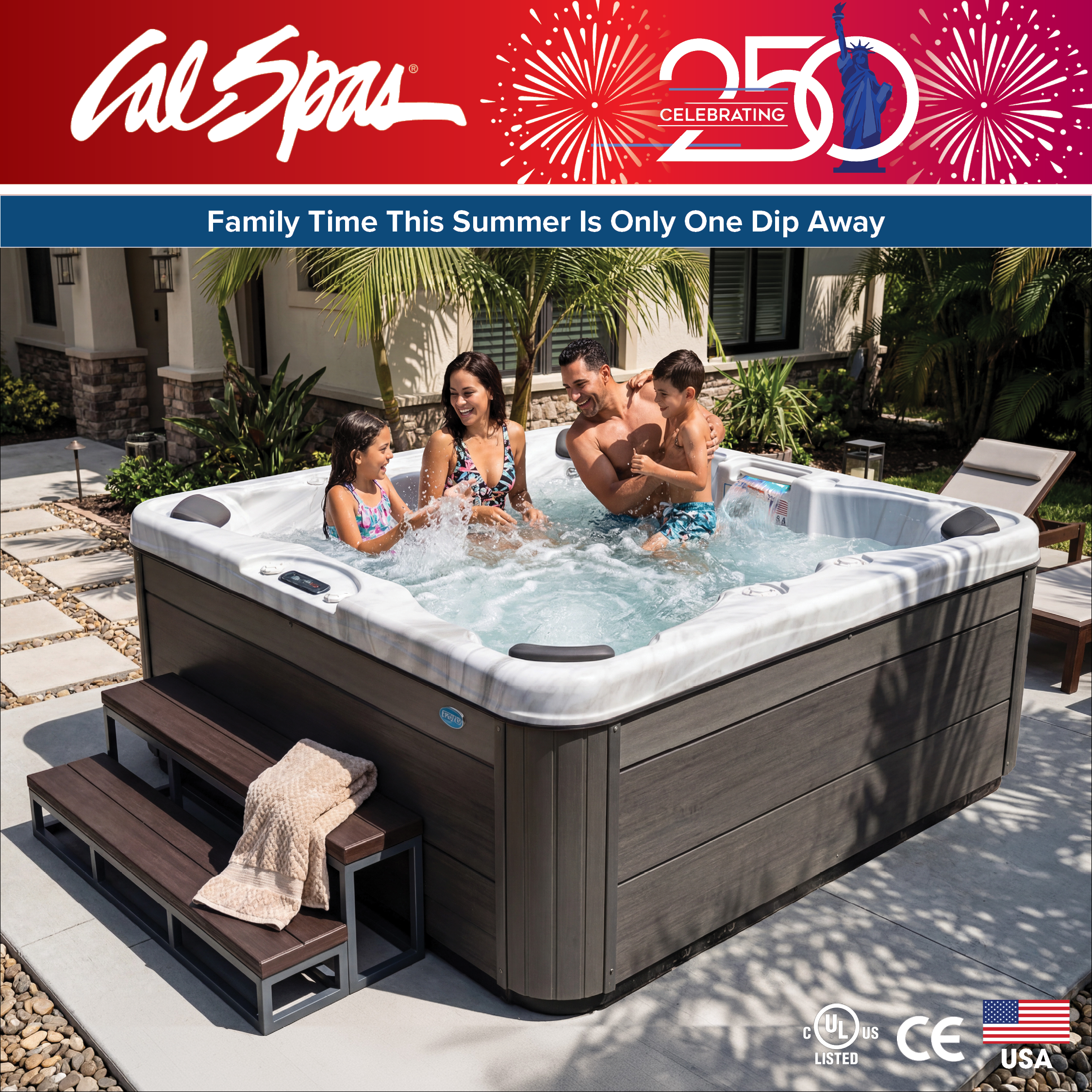 Calspas hot tub being used in a family setting - Manchester
